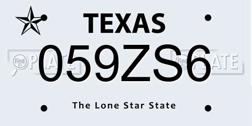059ZS6 Texas License Plate