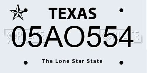 05AO554 Texas License Plate