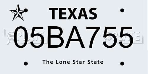 05BA755 Texas License Plate