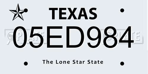 05ED984 Texas License Plate