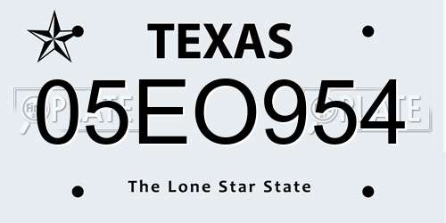 05EO954 Texas License Plate