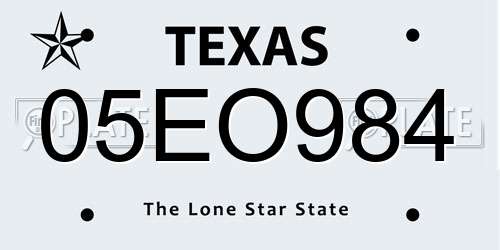 05EO984 Texas License Plate