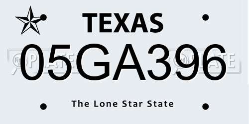 05GA396 Texas License Plate