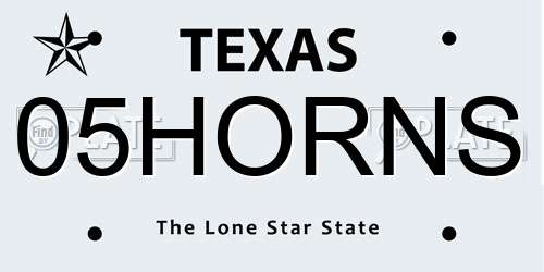 05HORNS Texas License Plate