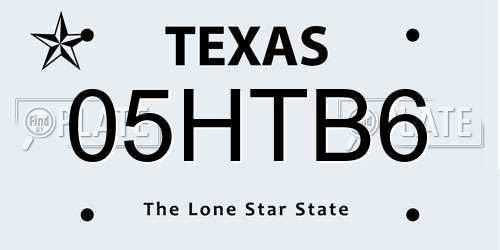 05HTB6 Texas License Plate