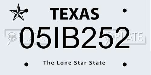 05IB252 Texas License Plate