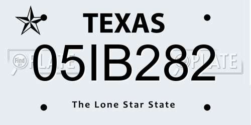 05IB282 Texas License Plate