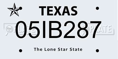 05IB287 Texas License Plate