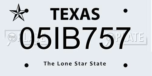 05IB757 Texas License Plate