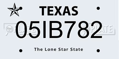 05IB782 Texas License Plate