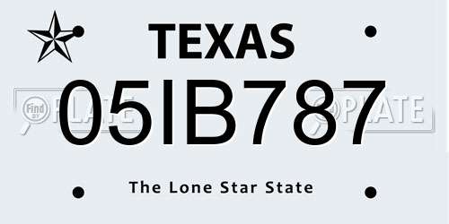 05IB787 Texas License Plate