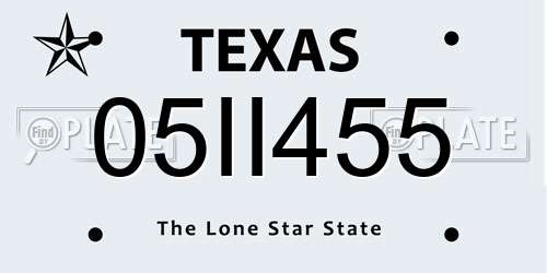 05II455 Texas License Plate