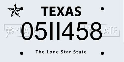 05II458 Texas License Plate