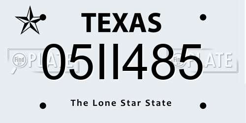 05II485 Texas License Plate