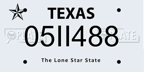 05II488 Texas License Plate
