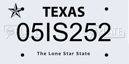05IS252 Texas License Plate