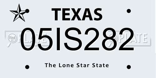 05IS282 Texas License Plate
