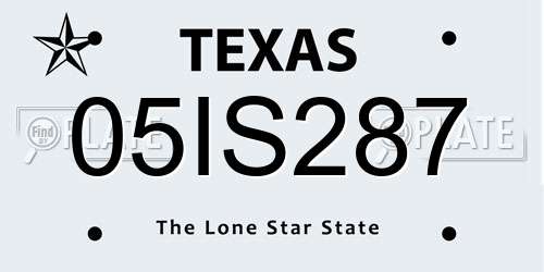 05IS287 Texas License Plate