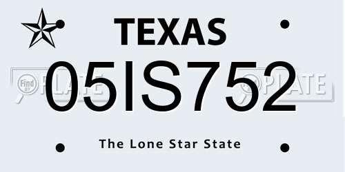 05IS752 Texas License Plate