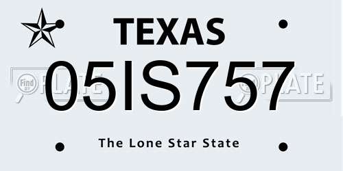 05IS757 Texas License Plate