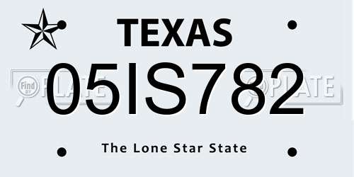 05IS782 Texas License Plate