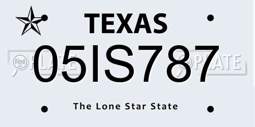 05IS787 Texas License Plate