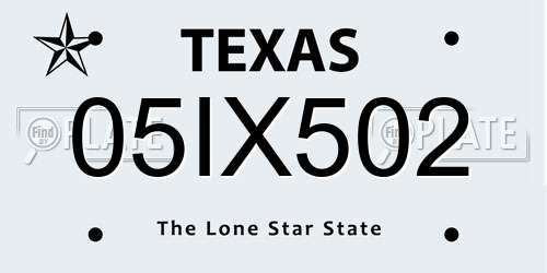 05IX502 Texas License Plate