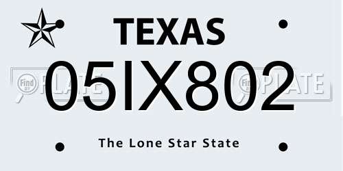 05IX802 Texas License Plate