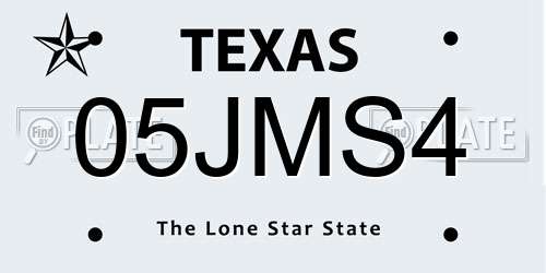 05JMS4 Texas License Plate