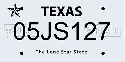 05JS127 Texas License Plate