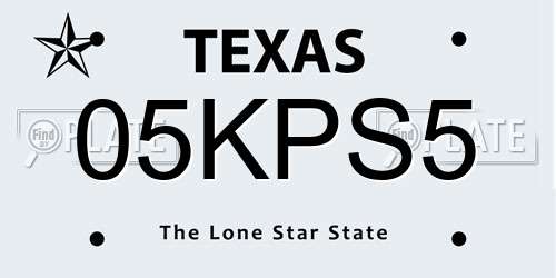 05KPS5 Texas License Plate