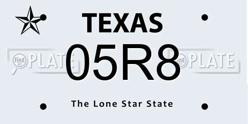 05R8 Texas License Plate