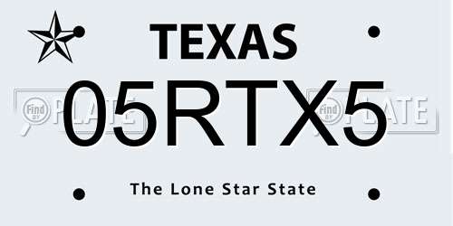 05RTX5 Texas License Plate