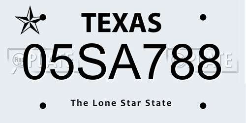 05SA788 Texas License Plate