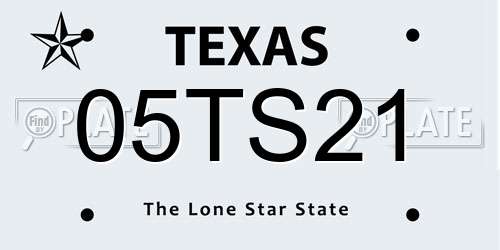 05TS21 Texas License Plate