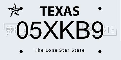05XKB9 Texas License Plate