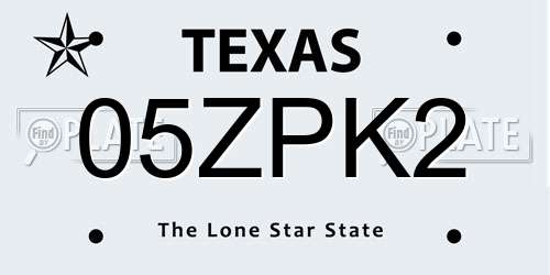 05ZPK2 Texas License Plate
