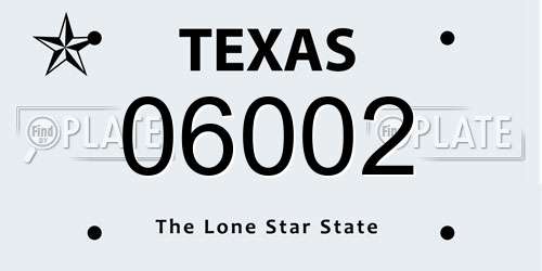 06002 Texas License Plate