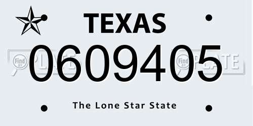 0609405 Texas License Plate