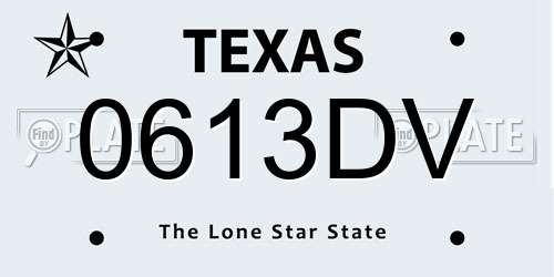 0613DV Texas License Plate