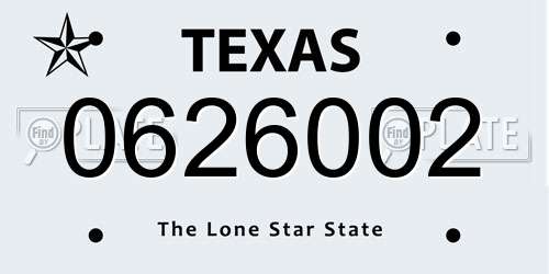 0626002 Texas License Plate