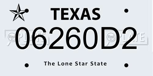 06260D2 Texas License Plate