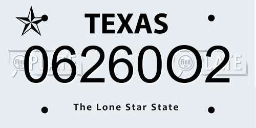 06260O2 Texas License Plate