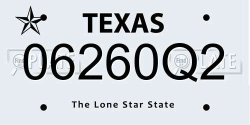 06260Q2 Texas License Plate
