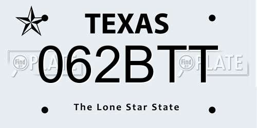 062BTT Texas License Plate