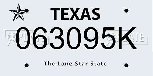 063095K Texas License Plate