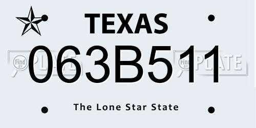 063B511 Texas License Plate