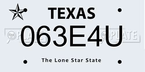 063E4U Texas License Plate