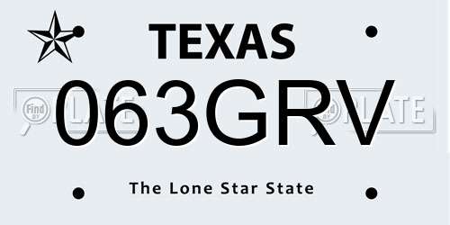 063GRV Texas License Plate