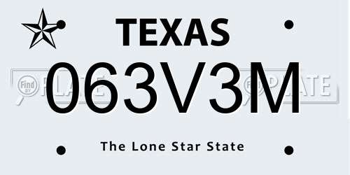 063V3M Texas License Plate